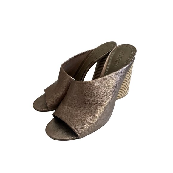 MERCEDES CASTILLO Pewter Metallic Leather Sandals Size 9.5 - Picture 5 of 12